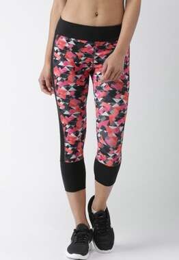 FOREVER 21 Capri Athletic Legging Tights Multicoloured Geometric Print Size M